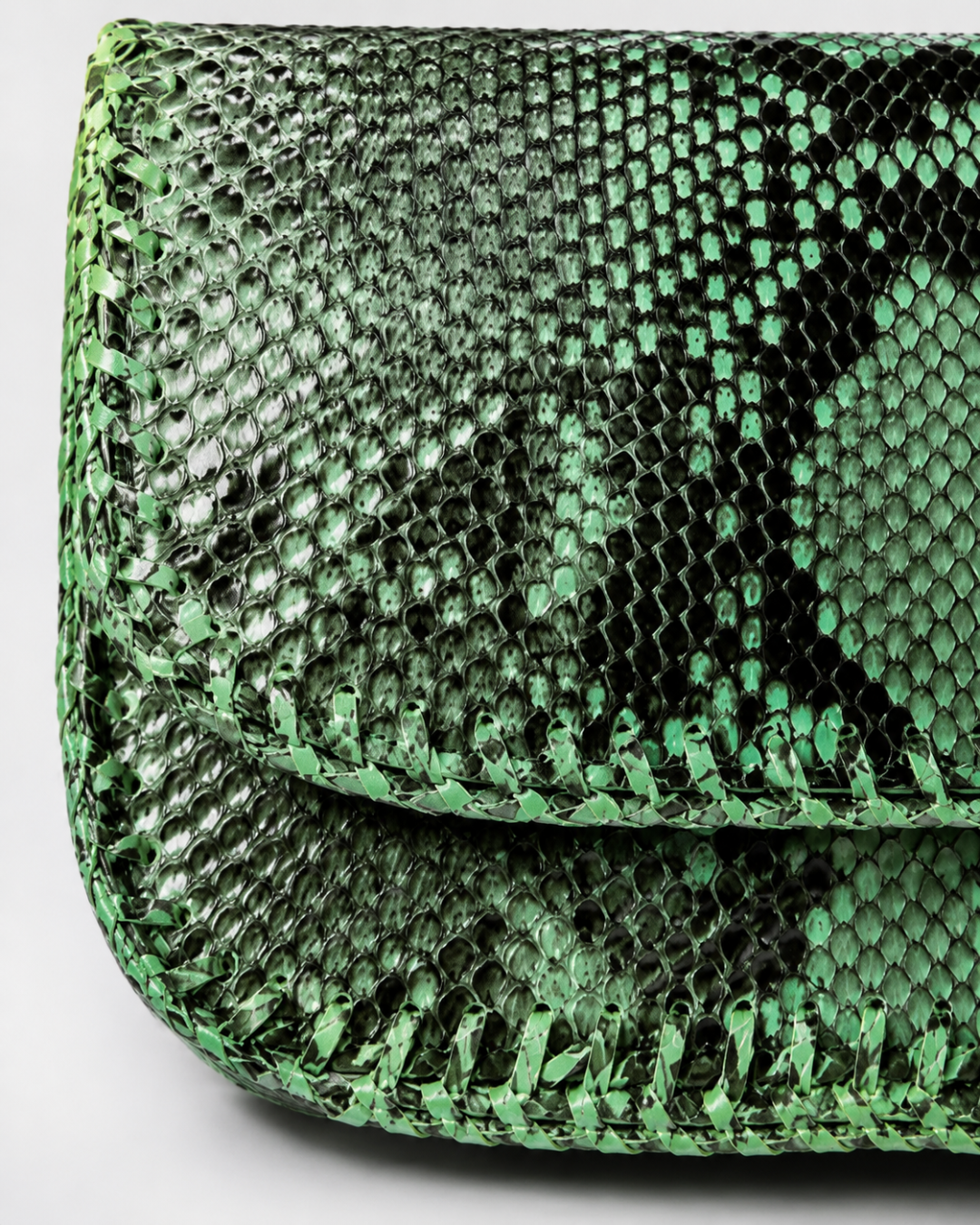 Milano Italian Python Clutch Handbag Green
