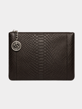 Amsterdam Italian Python Leather Handbag Midnight