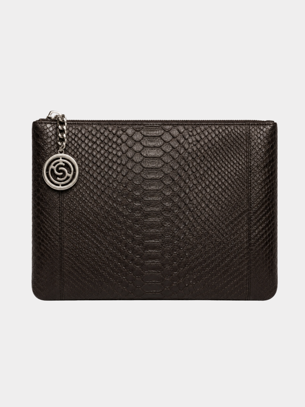 Amsterdam Italian Python Leather Handbag Midnight