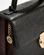 Alabama Italian Python Embossed Leather Handbag Midnight