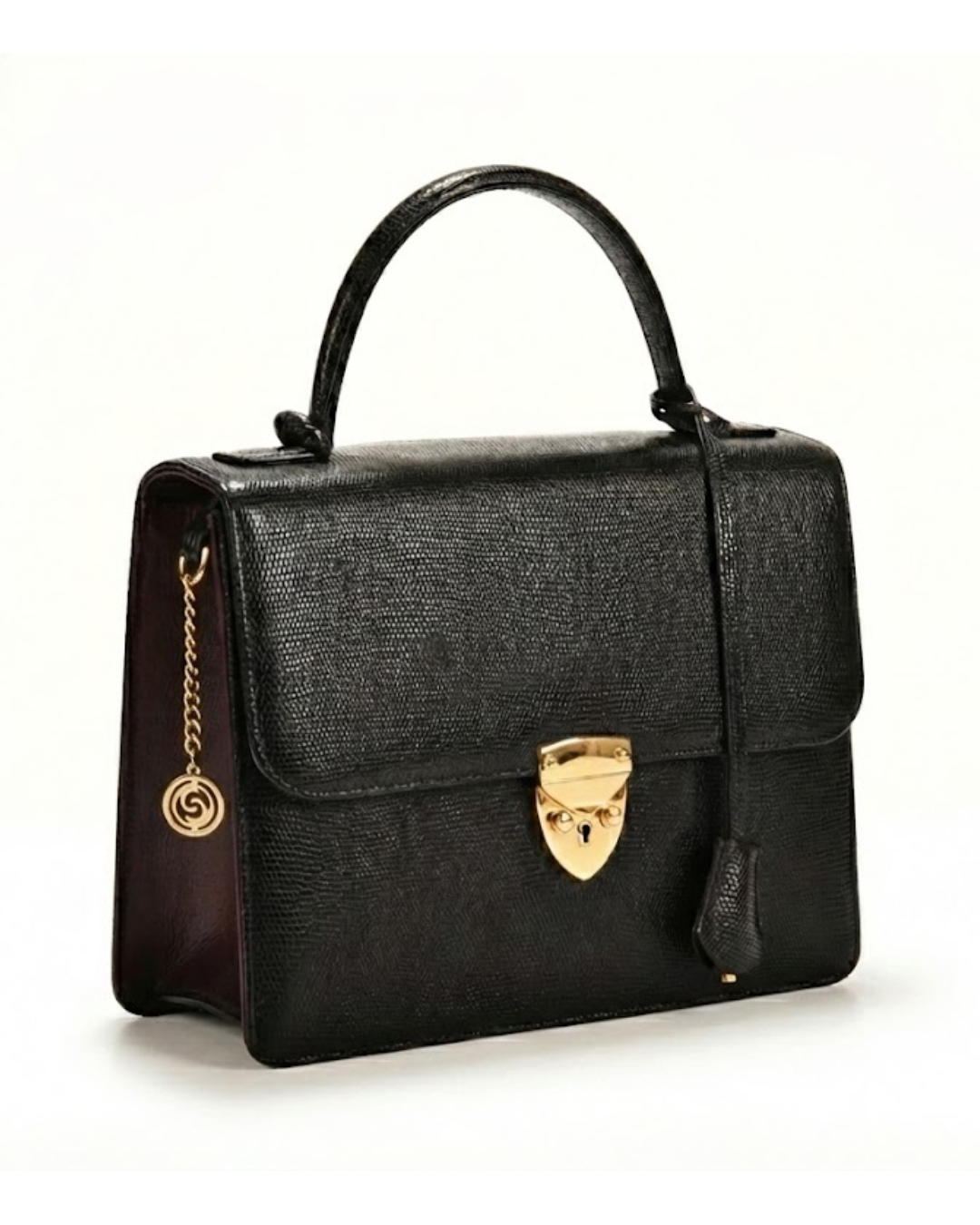 Alabama Italian Python Embossed Leather Handbag Midnight