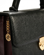 Alabama Italian Python Embossed Leather Handbag Midnight