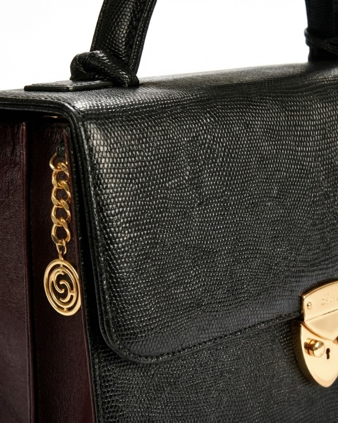 Alabama Italian Python Embossed Leather Handbag Midnight