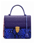 Alabama Italian Python Embossed Leather Handbag Blue-Pink