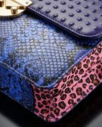 Alabama Italian Python Embossed Leather Handbag Blue-Pink