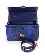 Alabama Italian Python Embossed Leather Handbag Blue-Pink