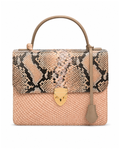 Alabama Italian Python Embossed Leather Handbag Creme