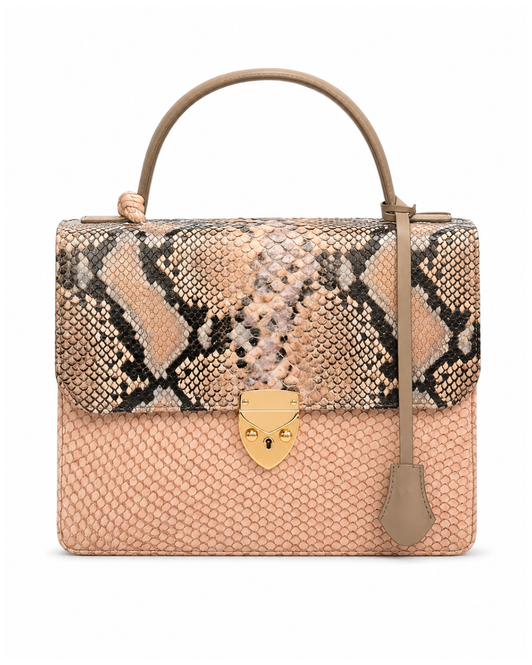 Alabama Italian Python Embossed Leather Handbag Creme