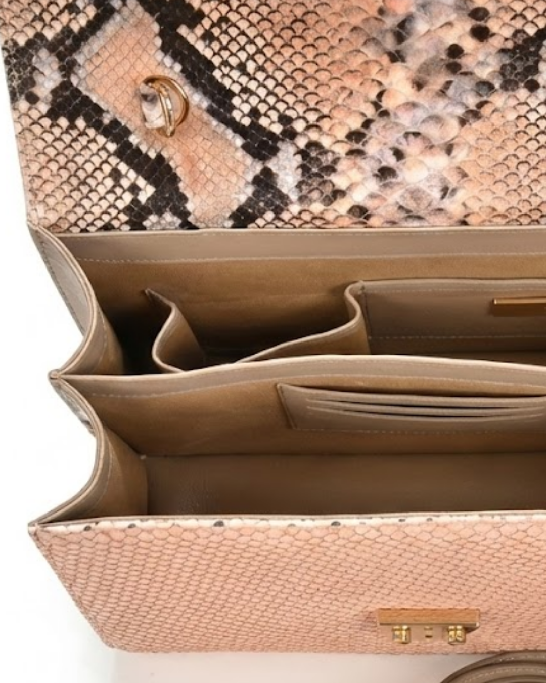 Alabama Italian Python Embossed Leather Handbag Creme