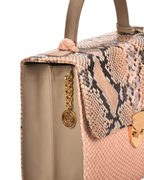 Alabama Italian Python Embossed Leather Handbag Creme