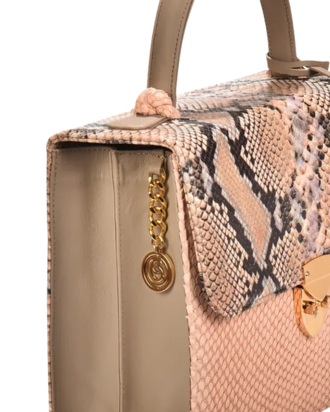 Alabama Italian Python Embossed Leather Handbag Creme