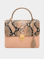 Alabama Italian Python Embossed Leather Handbag Creme
