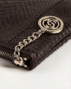 Amsterdam Italian Python Leather Handbag Midnight