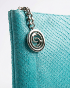 Amsterdam Italian Python Leather Handbag Turquoise