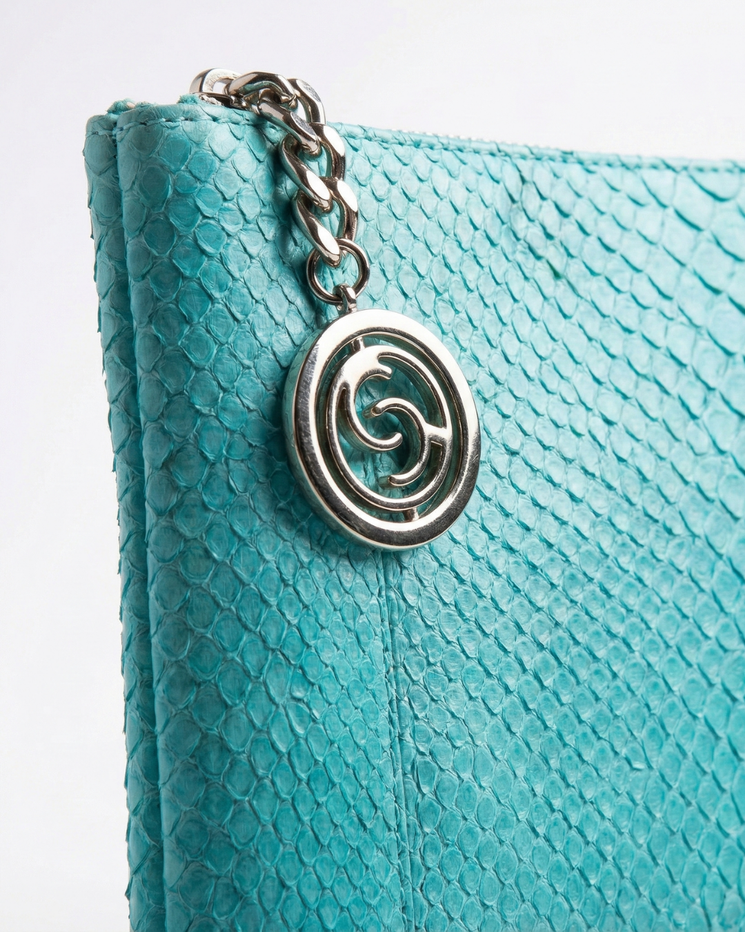 Amsterdam Italian Python Leather Handbag Turquoise