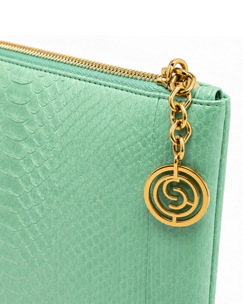 Amsterdam Italian Python Leather Handbag Green