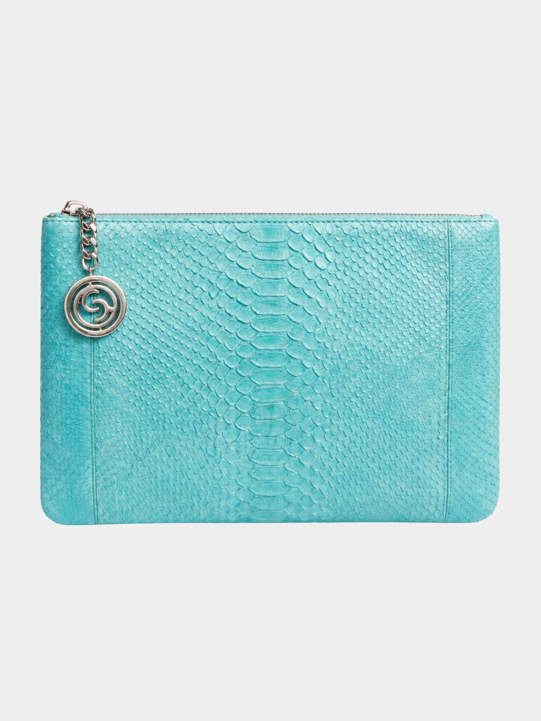 Amsterdam Italian Python Leather Handbag Turquoise