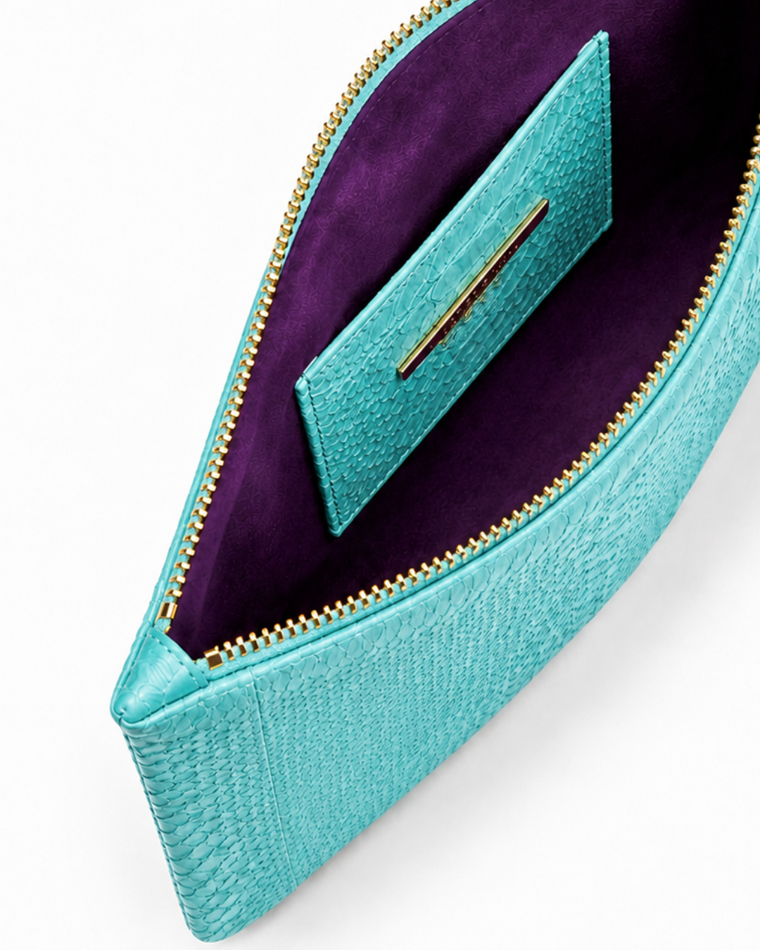 Amsterdam Italian Python Leather Handbag Turquoise