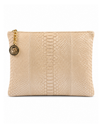 Amsterdam Italian Python Leather Handbag Creme