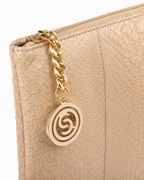 Amsterdam Italian Python Leather Handbag Creme