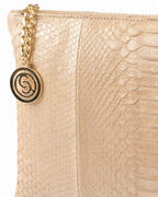 Amsterdam Italian Python Leather Handbag Creme