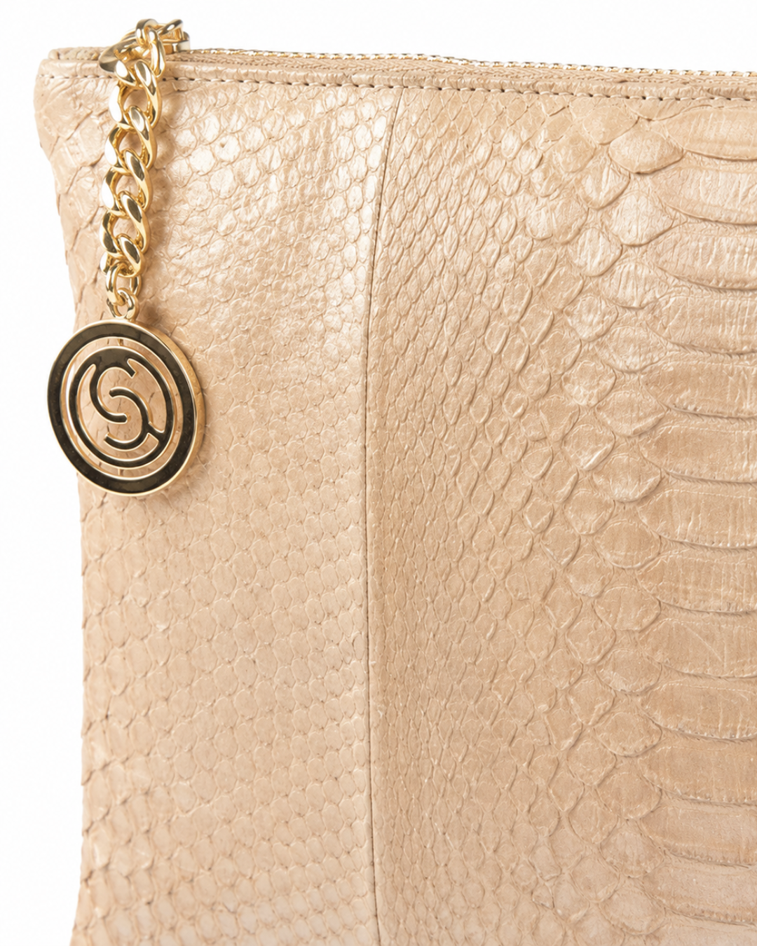 Amsterdam Italian Python Leather Handbag Creme