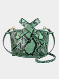 Angelic Italian Python Leather Handbag Green Zebra