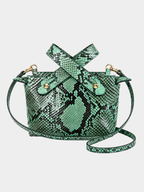 Angelic Italian Python Leather Handbag Green Zebra