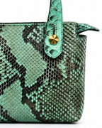Angelic Italian Python Leather Handbag Green Zebra