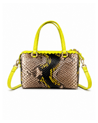Delaware Italian Python Leather Handbag Sunflower