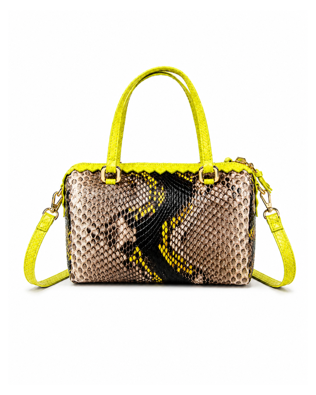 Delaware Italian Python Leather Handbag Sunflower