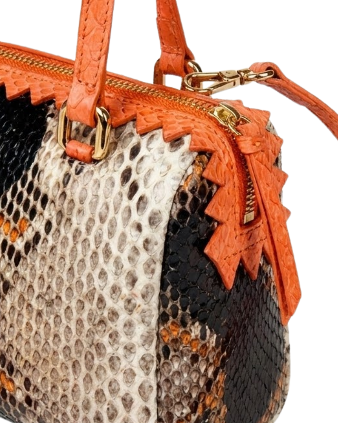 Delaware Italian Python Leather Handbag Orange