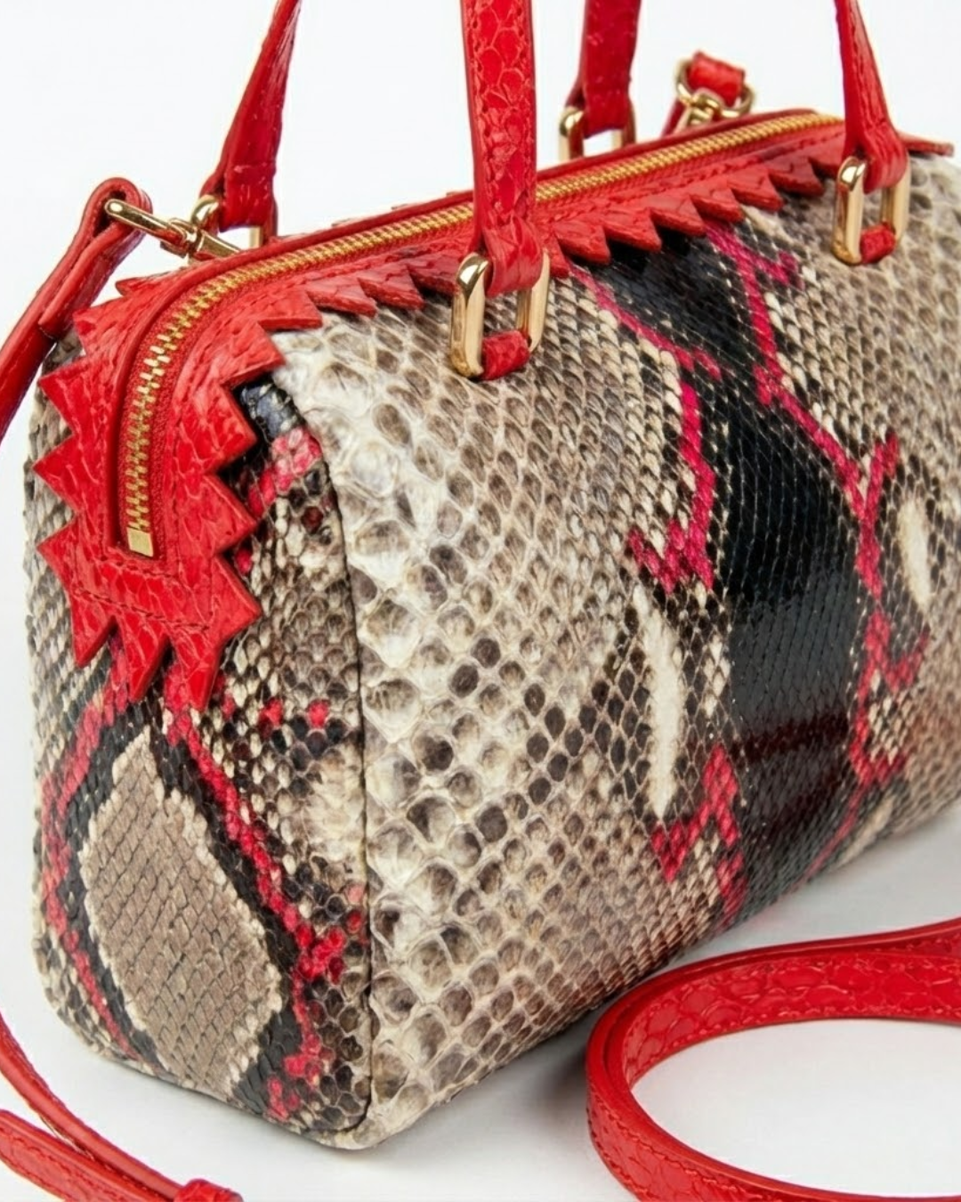 Delaware Italian Python Leather Handbag Lipstick