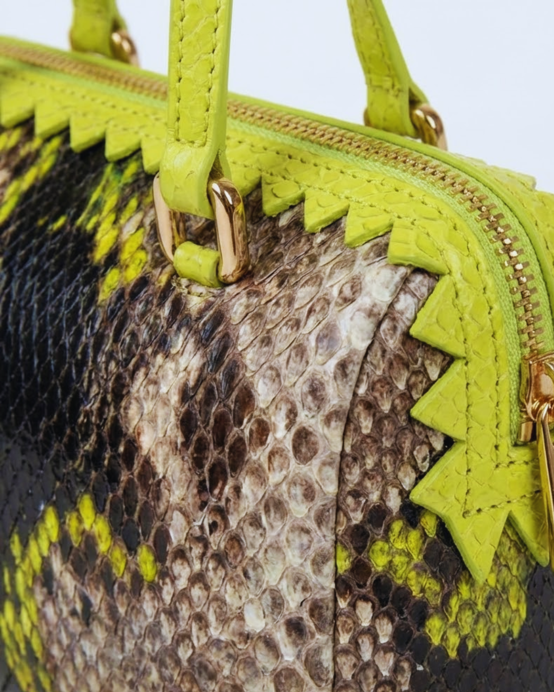 Delaware Italian Python Leather Handbag Sunflower