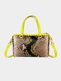 Delaware Italian Python Leather Handbag Sunflower