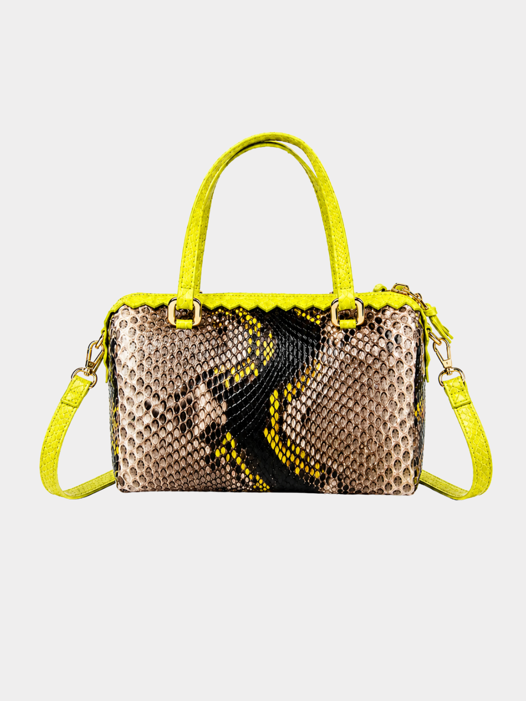 Delaware Italian Python Leather Handbag Sunflower