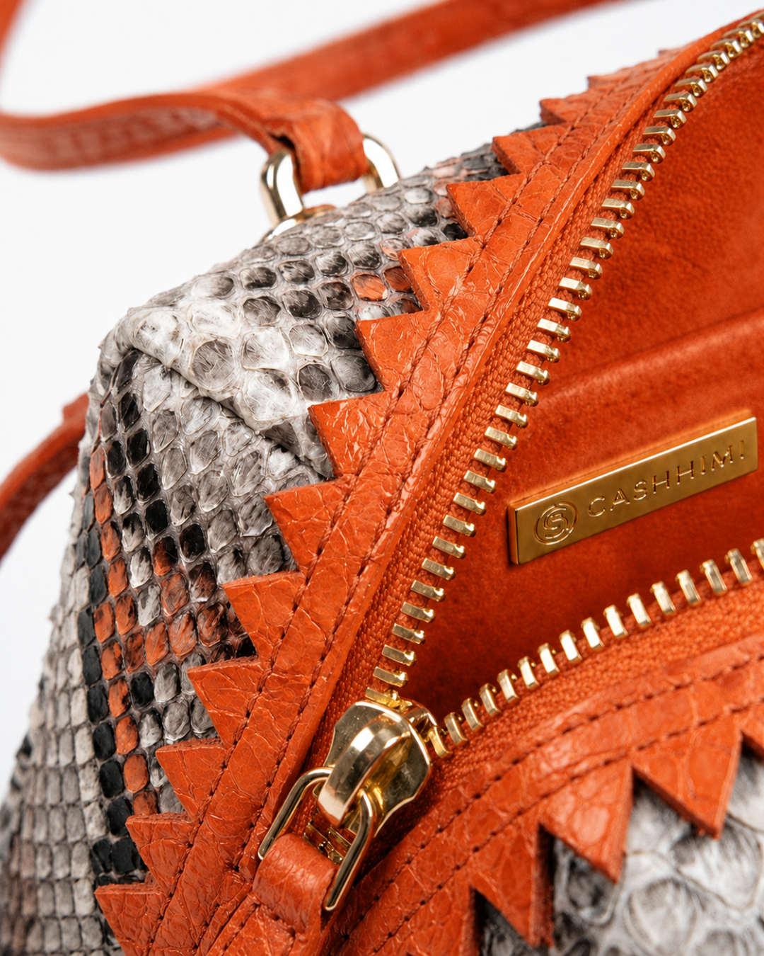 Delaware Italian Python Leather Handbag Orange