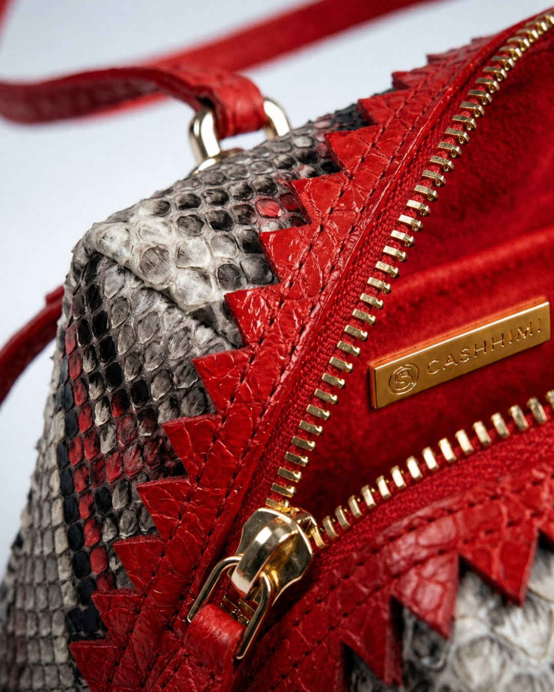 Delaware Italian Python Leather Handbag Lipstick