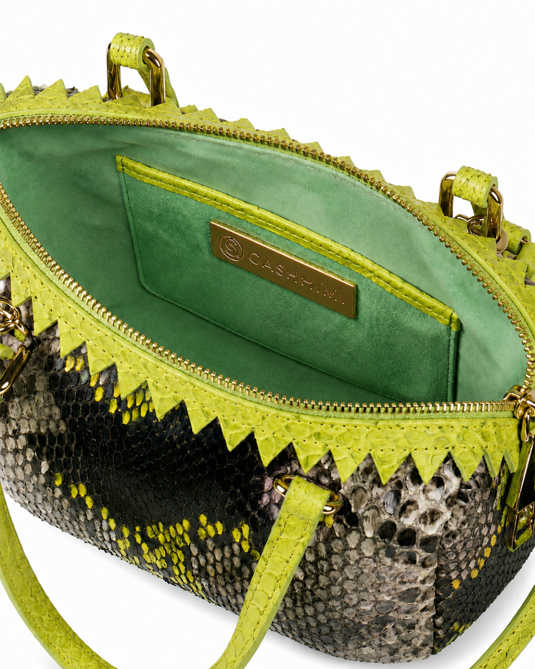 Delaware Italian Python Leather Handbag Sunflower