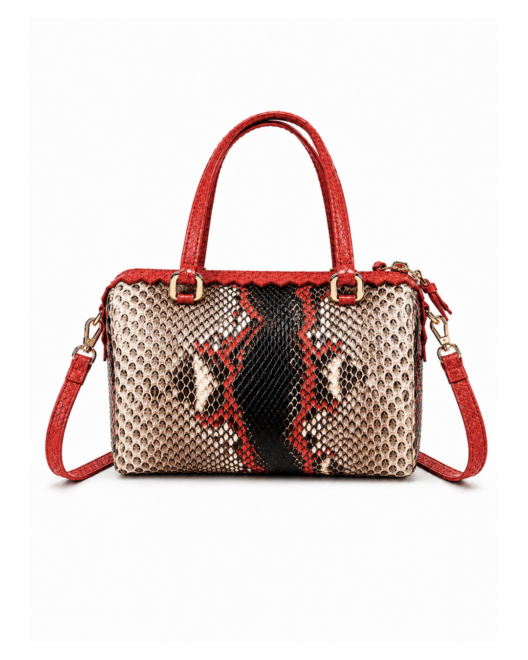 Delaware Italian Python Leather Handbag Lipstick
