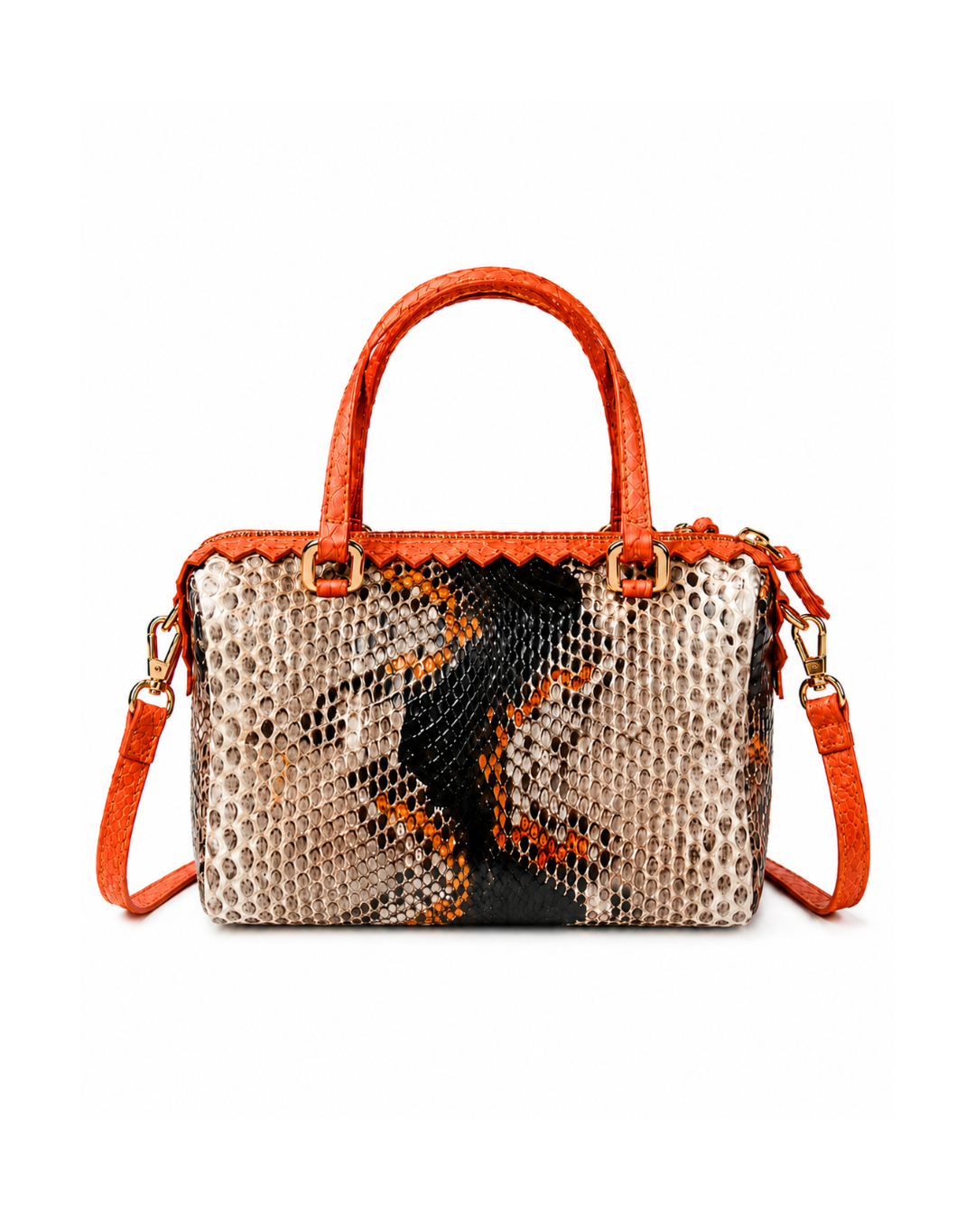 Delaware Italian Python Leather Handbag Orange