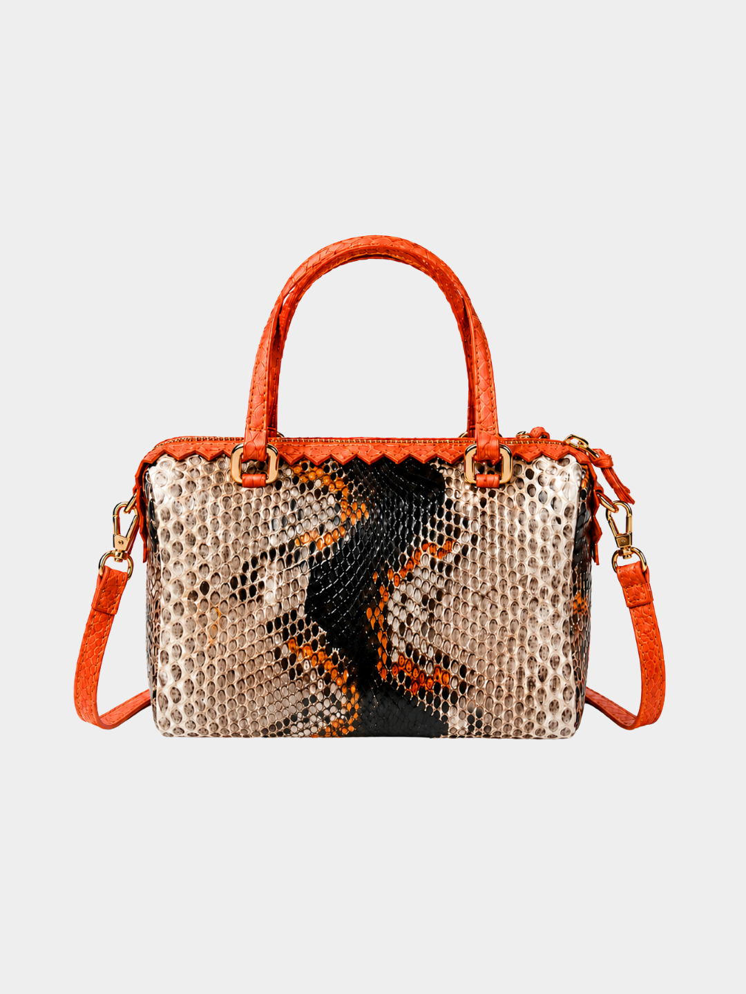 Delaware Italian Python Leather Handbag Orange
