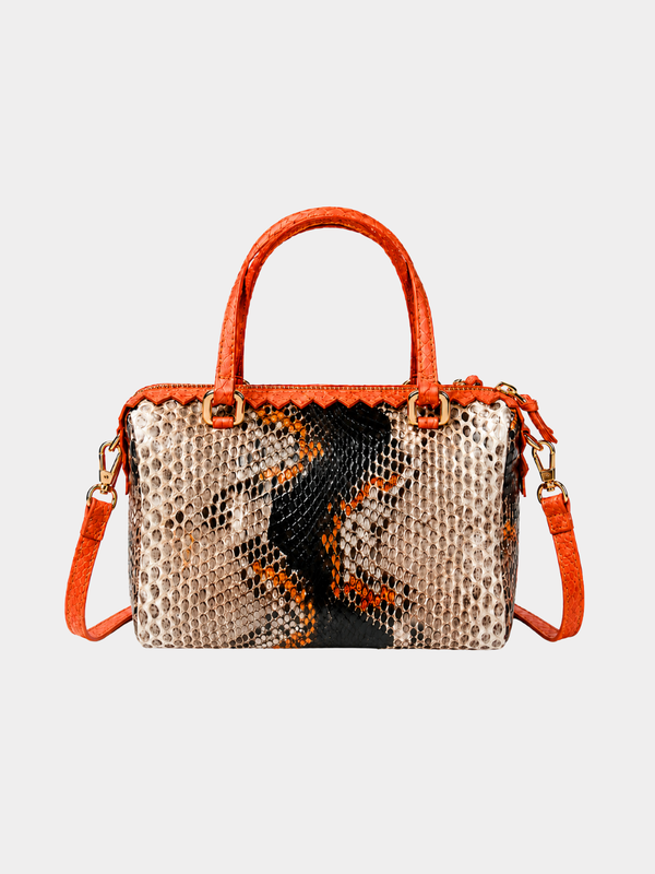 Delaware Italian Python Leather Handbag Orange