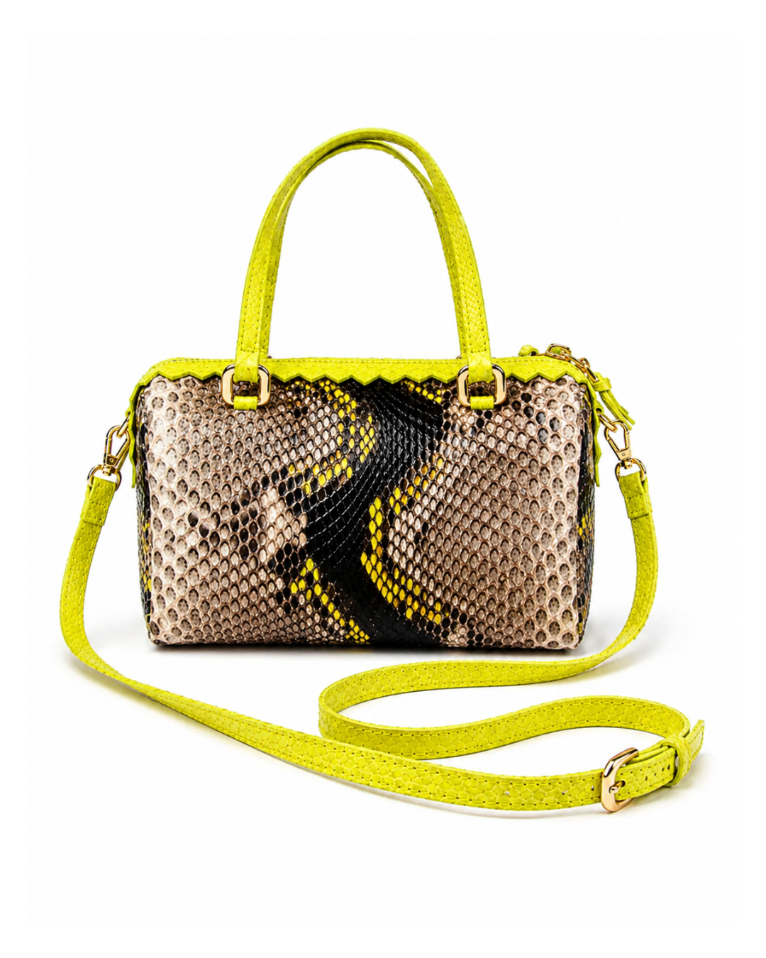 Delaware Italian Python Leather Handbag Sunflower