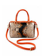 Delaware Italian Python Leather Handbag Orange