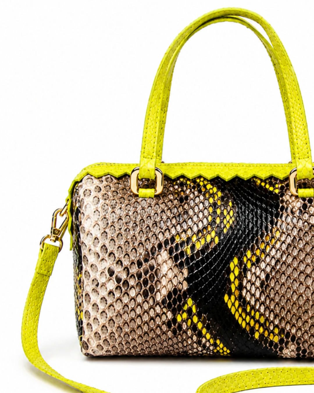 Delaware Italian Python Leather Handbag Sunflower