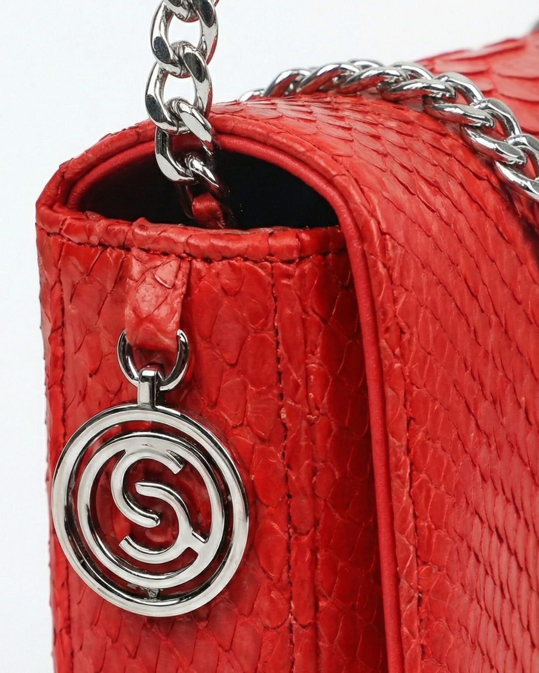 Downing Italian Python Leather Handbag Lipstick