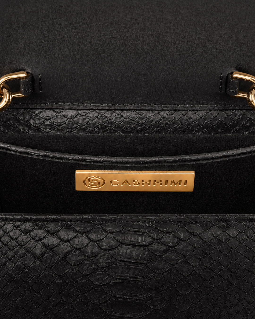 Downing Italian Python Leather Handbag Midnight