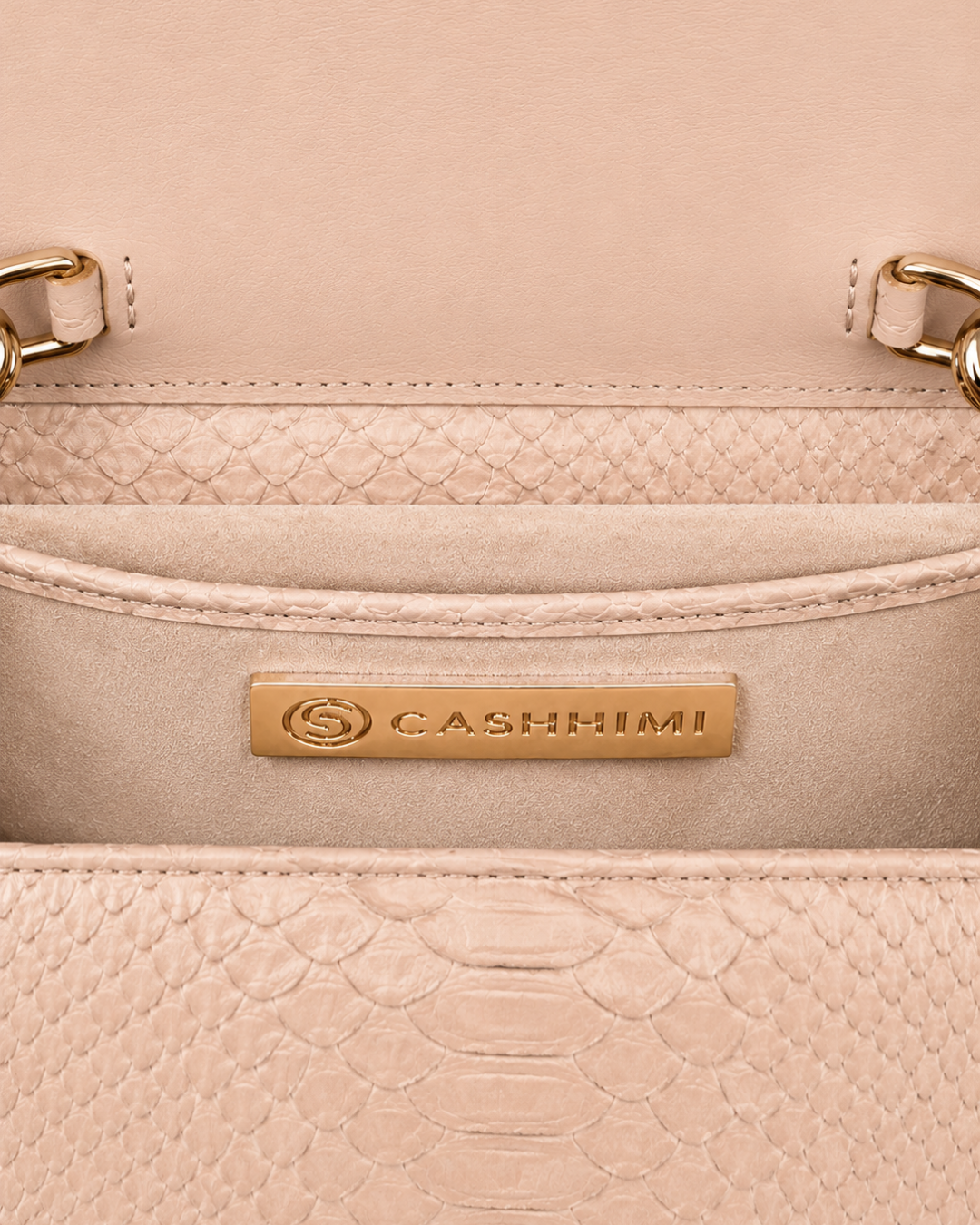 Downing Italian Python Leather Handbag Creme