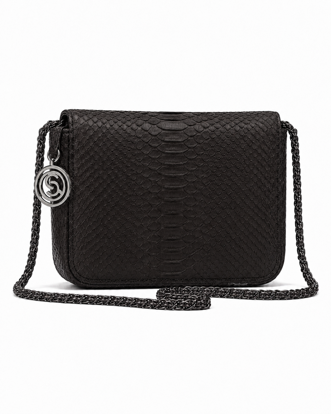 Downing Italian Python Leather Handbag Midnight